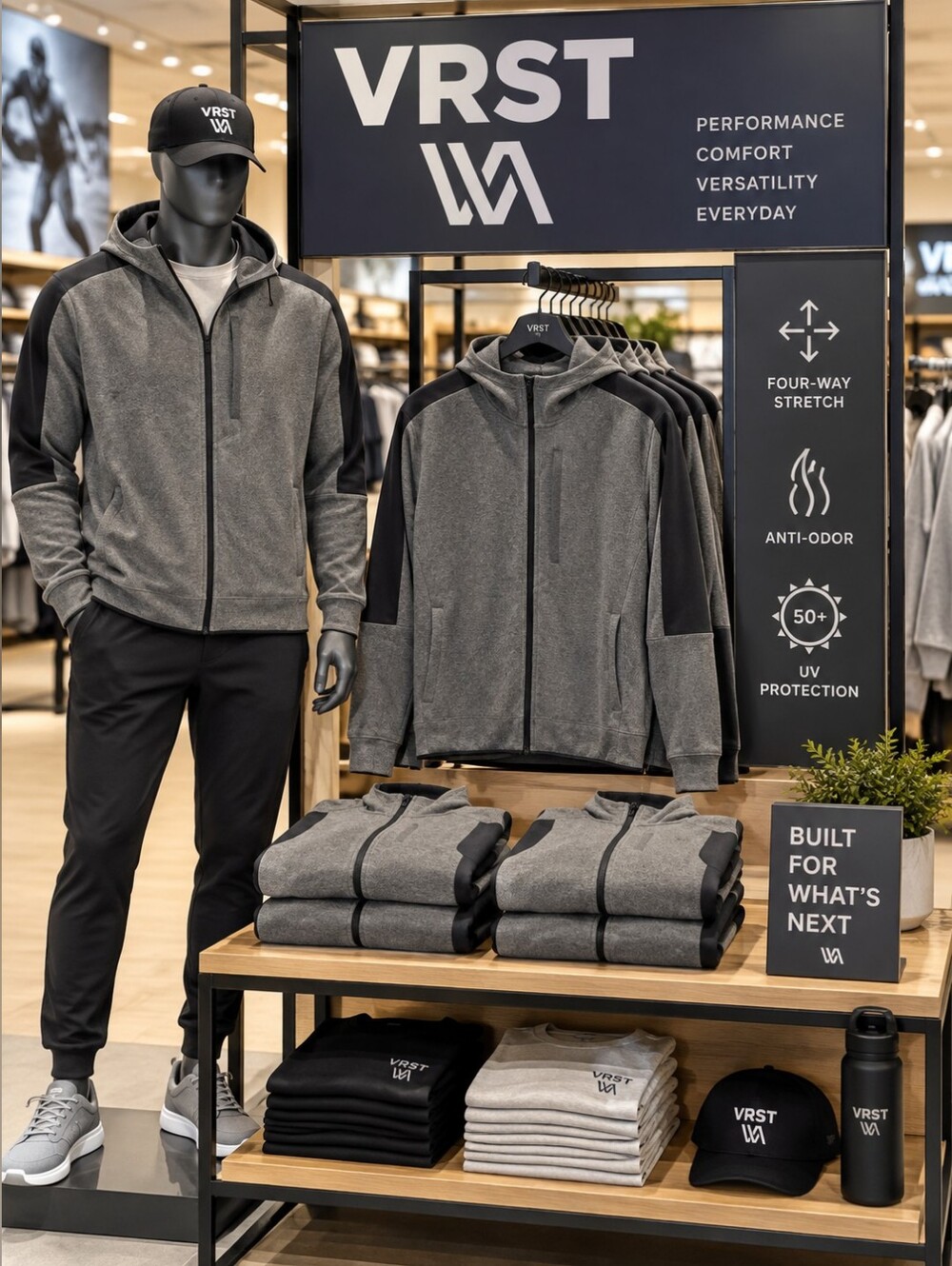VRST Men’s Pinnacle Polar Fleece Full-Zip Hoodie – Warm Pewter – Size XL – NWT